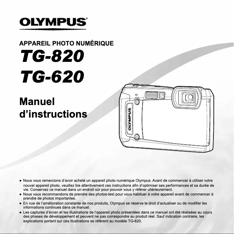 Page 1 de la notice Manuel utilisateur Olympus Tough TG-820
