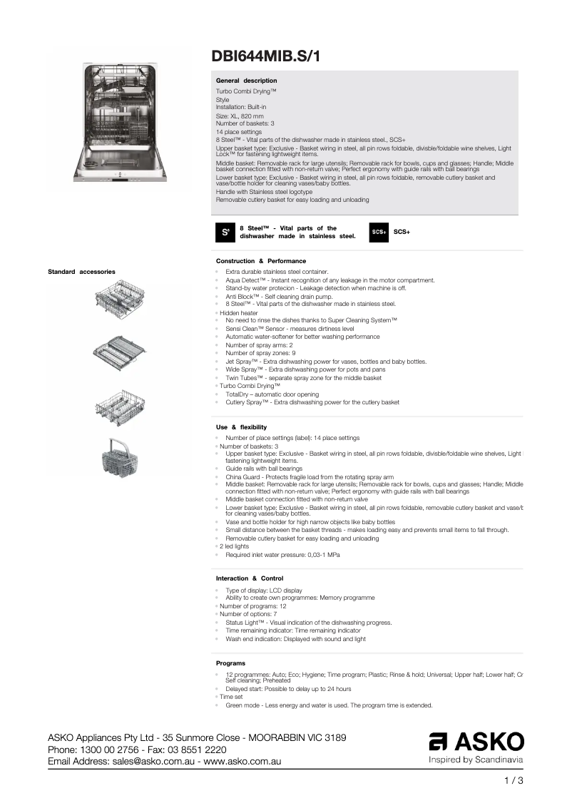 Image de la première page du manuel de l'appareil DBI644MIB.S/1