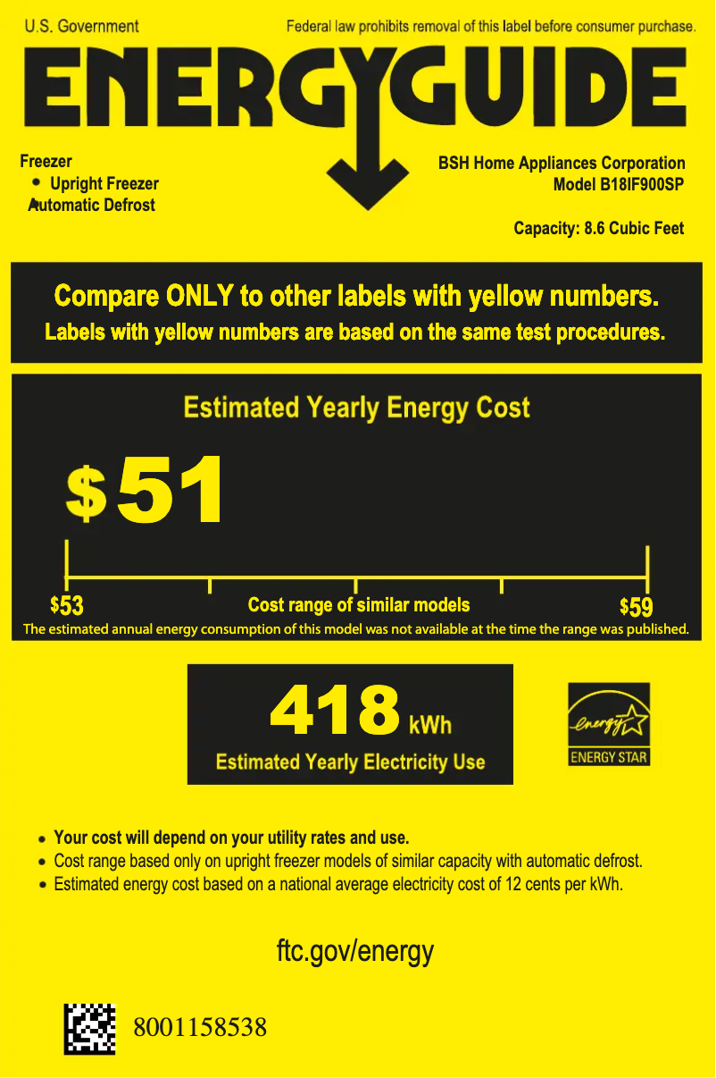Page 1 de la notice Label énergétique Bosch B18IF900SP
