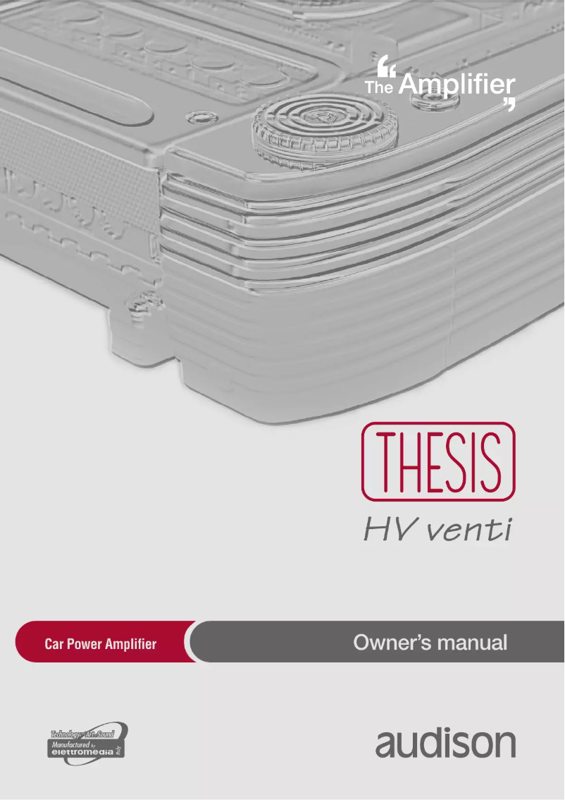 Image de la première page du manuel de l'appareil Thesis HV Venti