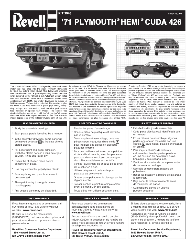 Image de la première page du manuel de l'appareil '71 HEMI 'Cuda Hardtop