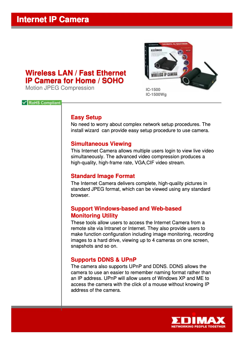 Page n°1 - Fiche technique Edimax IC-1500Wg