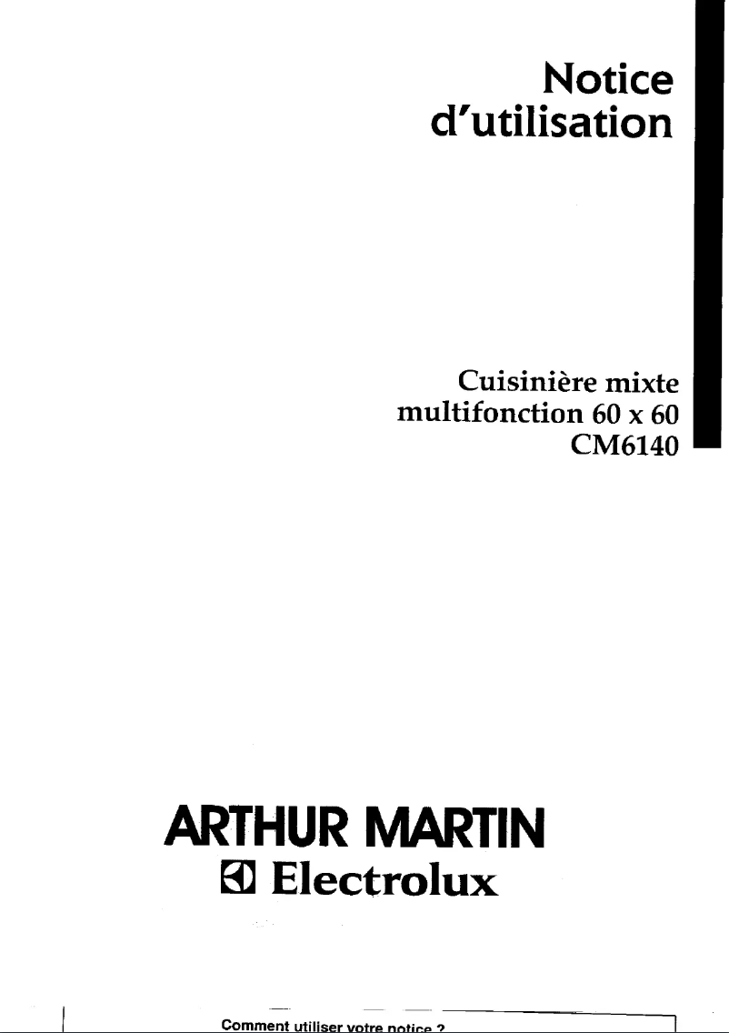 Page 1 de la notice Manuel utilisateur Arthur Martin-Electrolux CM6140W1