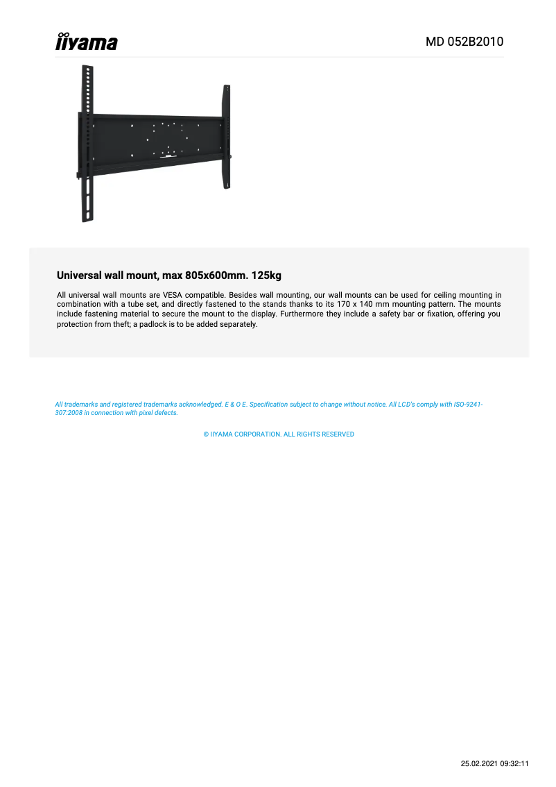 Page n°1 - Manuel utilisateur Iiyama MD 052B2010