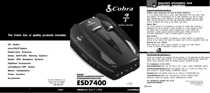 Image de la première page du manuel de l'appareil ESD 7400