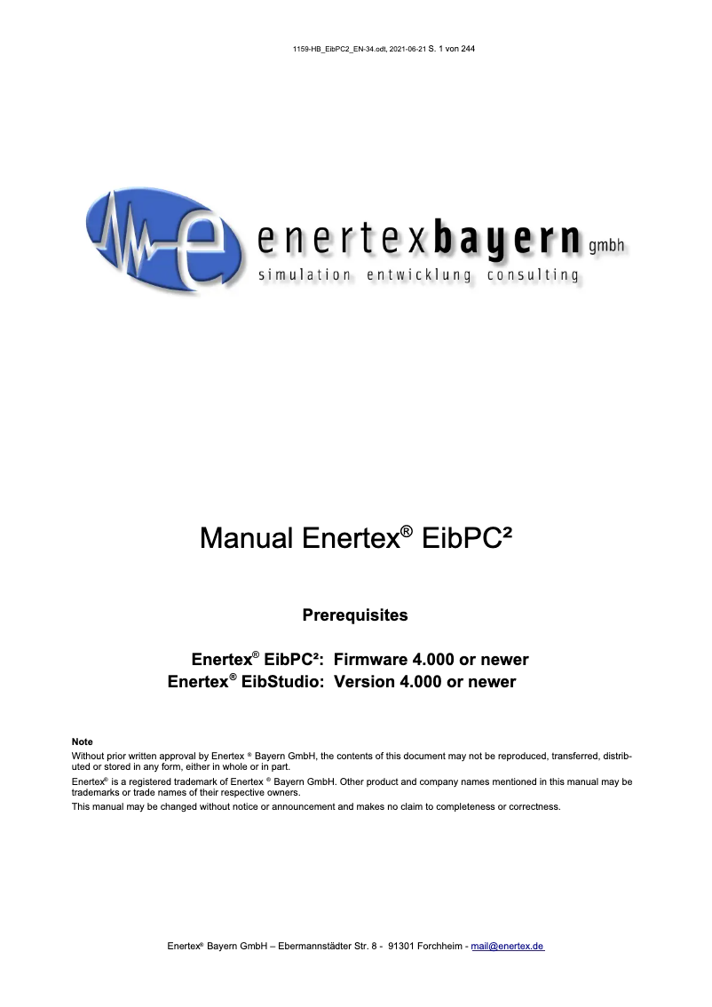 Page n°1 - Manuel utilisateur Enertex Enertex EibPC²