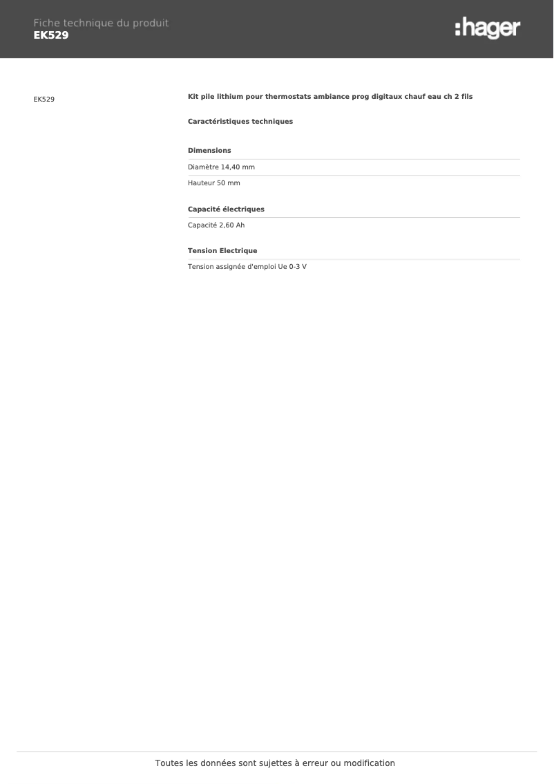 Image de la première page du manuel de l'appareil EK529