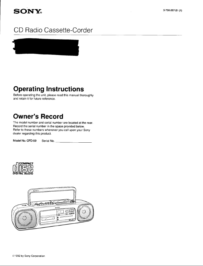 Página 1 del manual Manual de usuario Sony CFD-59