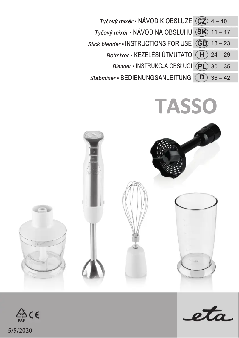 Image de la première page du manuel de l'appareil Tasso 1056 9000