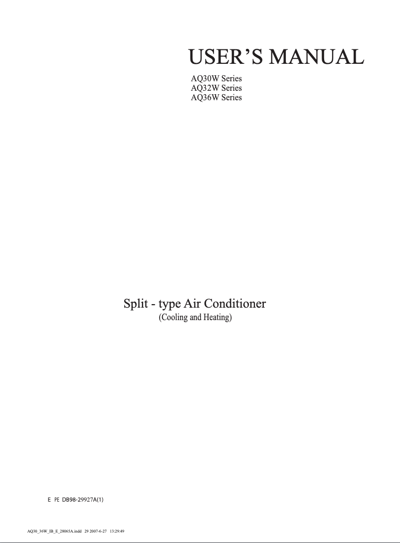 Page 1 de la notice Manuel utilisateur Samsung AQ32WCX