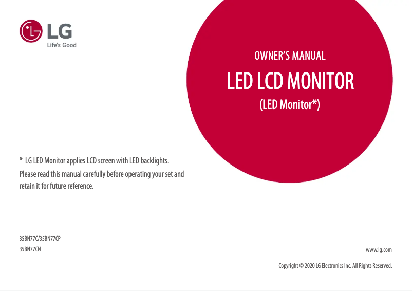 Image de la première page du manuel de l'appareil UltraWide 35BN77CP