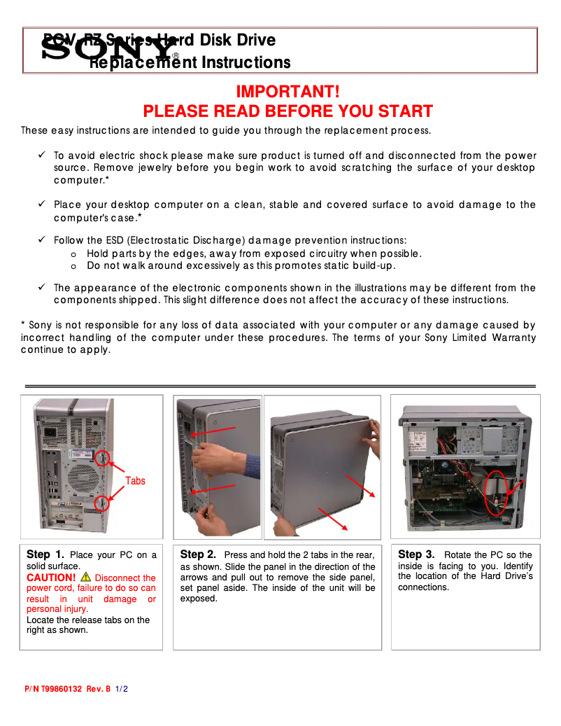 Image de la première page du manuel de l'appareil Vaio PCV-RZ30CGP