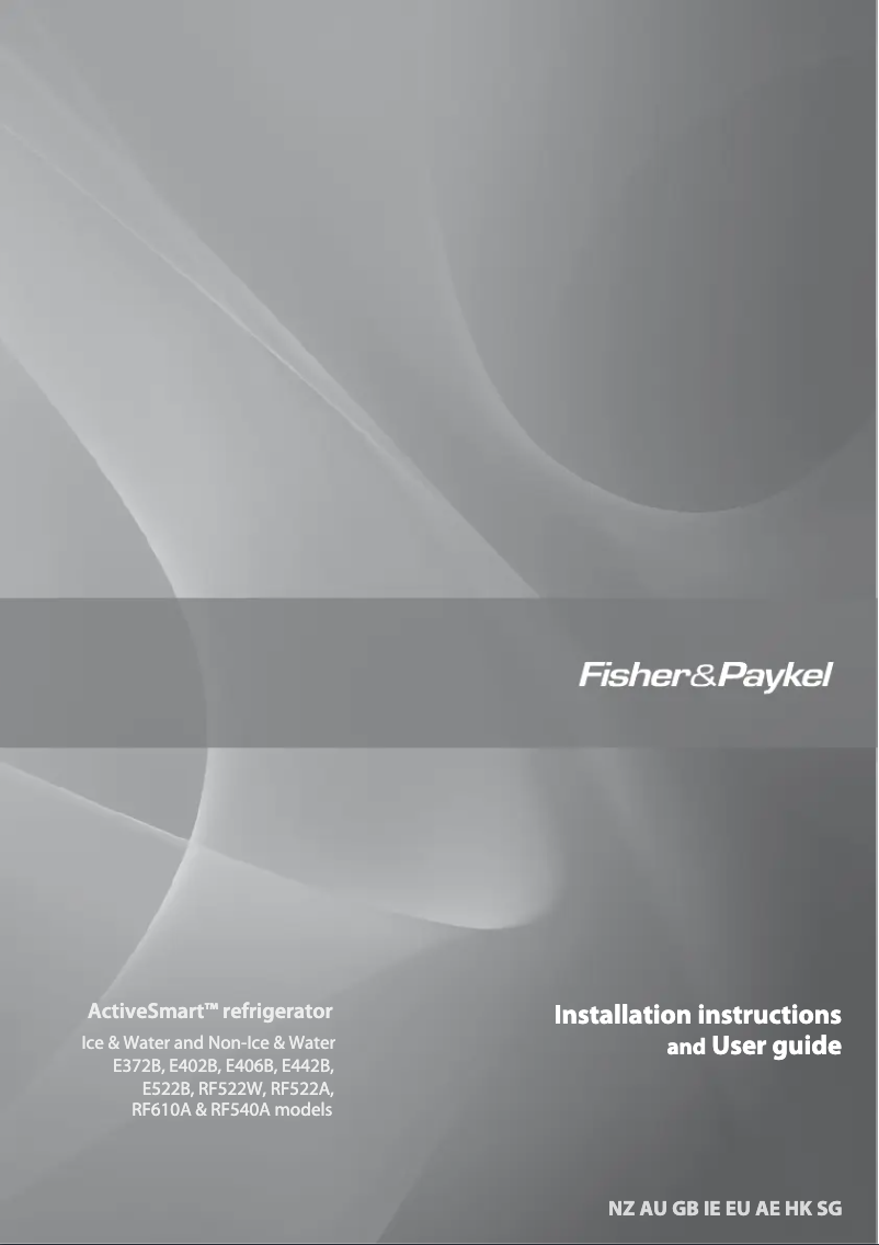 Page 1 de la notice Guide d'installation Fisher & Paykel RF522WDLUX5
