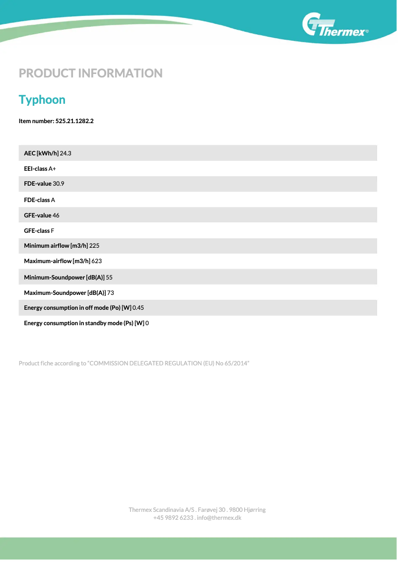 Página 1 del manual Ficha técnica Thermex Typhoon