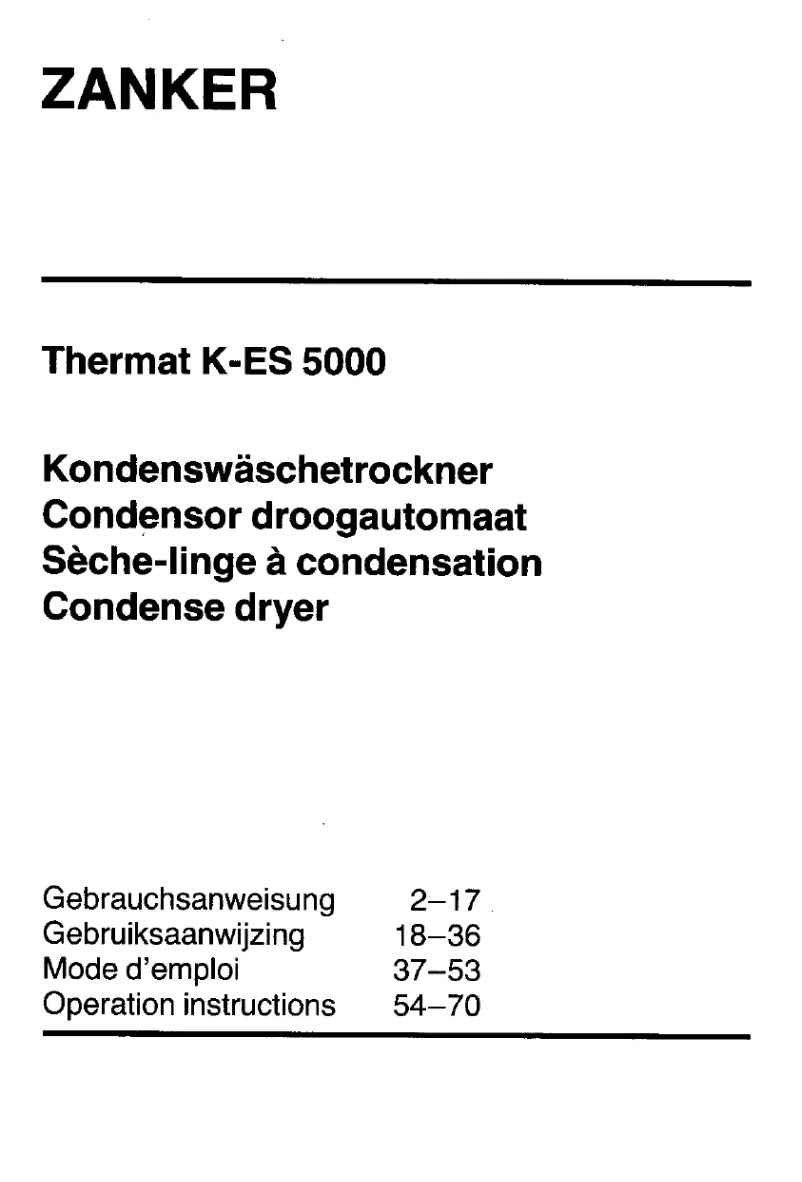 Page n°1 - Manuel utilisateur Zanker KES 5000 Thermat