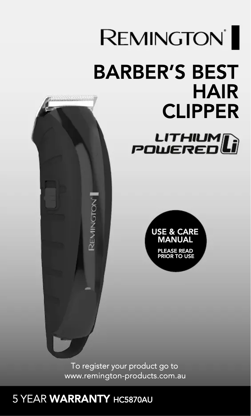 Image de la première page du manuel de l'appareil Barber's Best HC5870AU