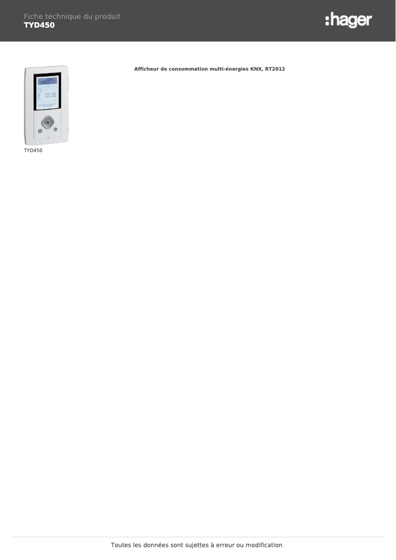 Image de la première page du manuel de l'appareil TYD450