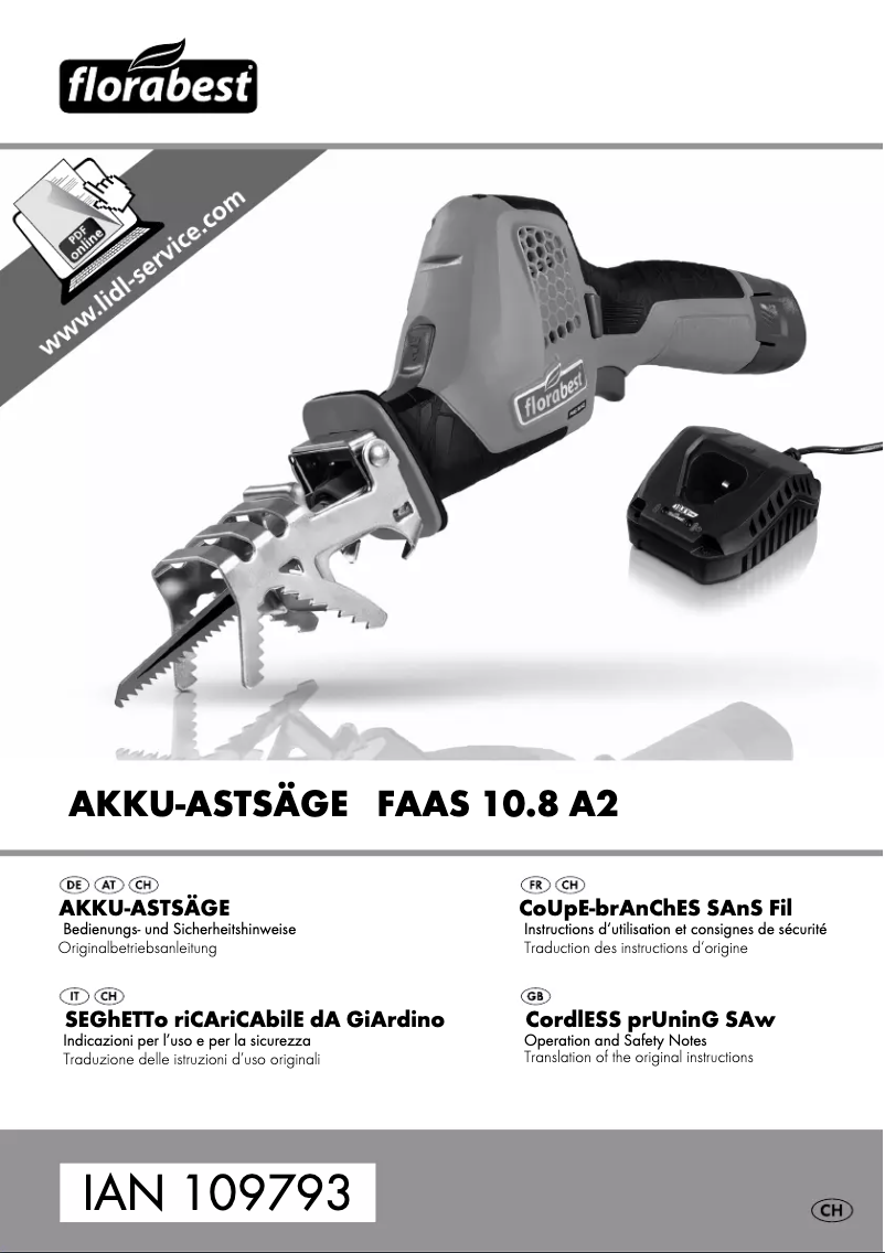 Page 1 de la notice Manuel utilisateur Florabest FAAS 10.8 A2