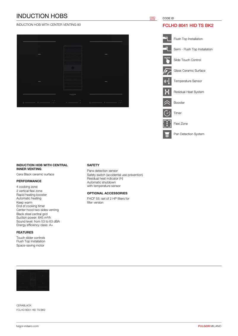 Page n°1 - Fiche technique Fulgor Milano FCLHD 8041 HID TS BK2