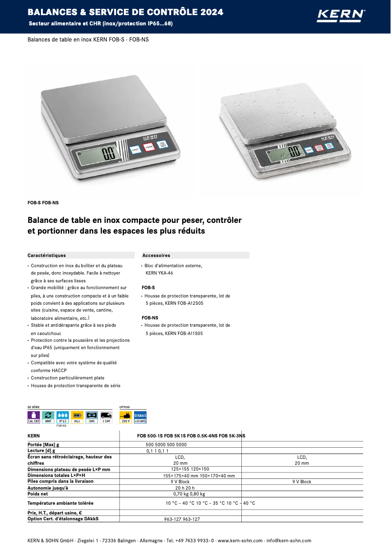 Page 1 de la notice Brochure Kern FOB 5K1S