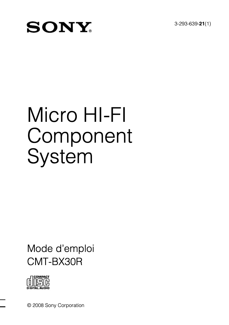 Page 1 de la notice Manuel utilisateur Sony CMT-BX30R