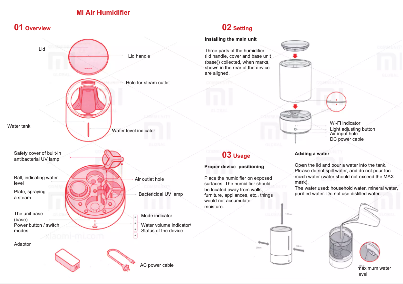 Image de la première page du manuel de l'appareil Zhimi UVGI Air Humidifier