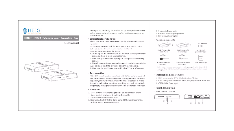 Page n°1 - Manuel utilisateur HELGI HLG0380PRO