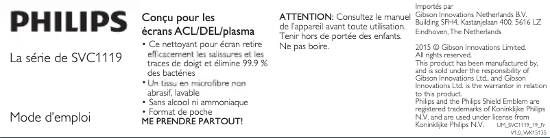 Page 1 de la notice Manuel utilisateur Philips Care SVC1119M