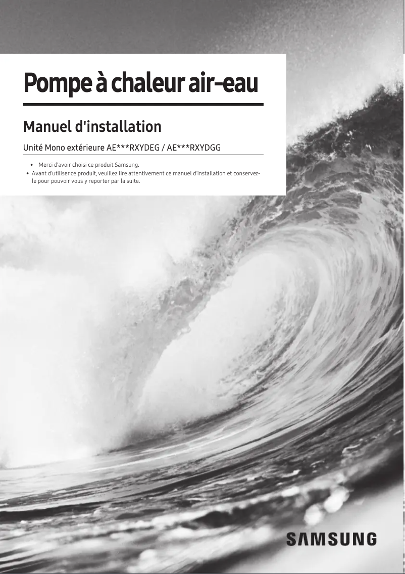 Page 1 de la notice Manuel utilisateur Samsung AE160RXYDGG