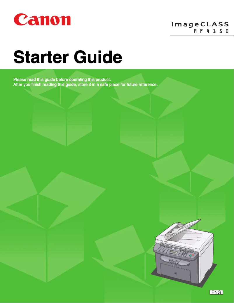 Page 1 de la notice Guide de démarrage rapide Canon imageCLASS MF4150