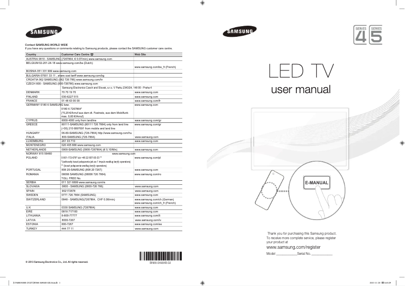 Page 1 de la notice Manuel utilisateur Samsung UE19F4000AW