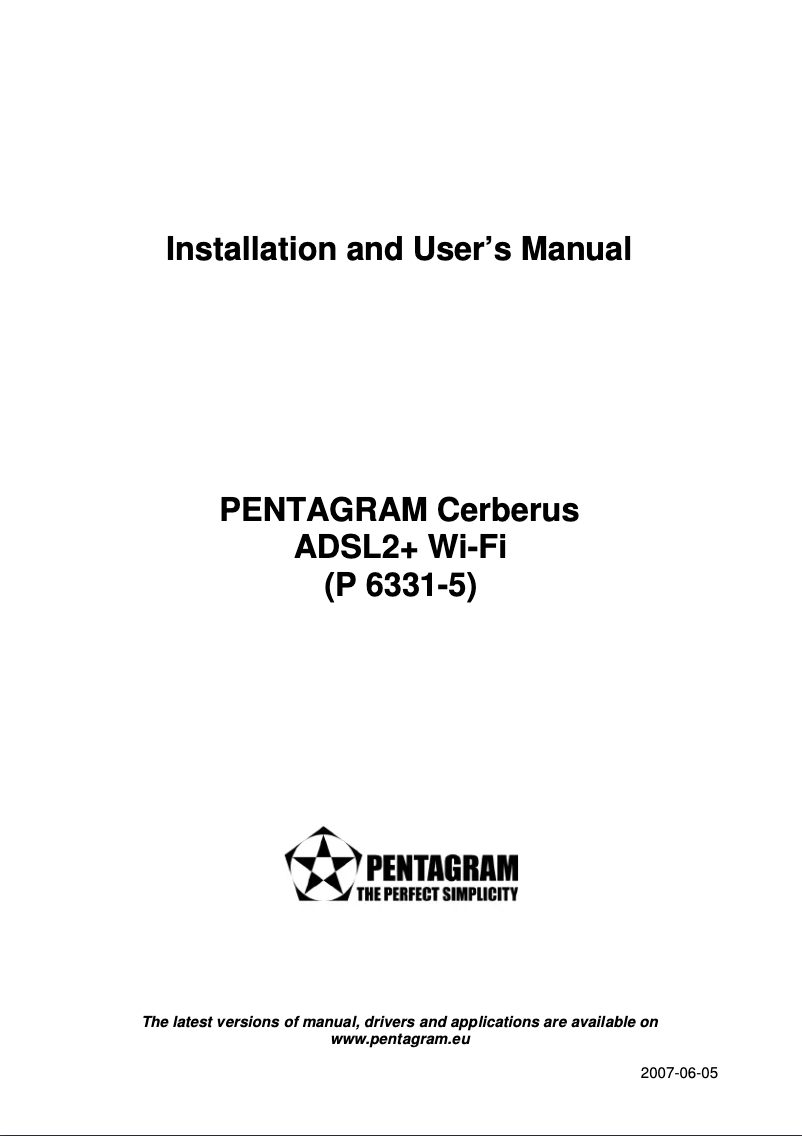 Page 1 of the manual User Manual Pentagram Cerberus P6331-5