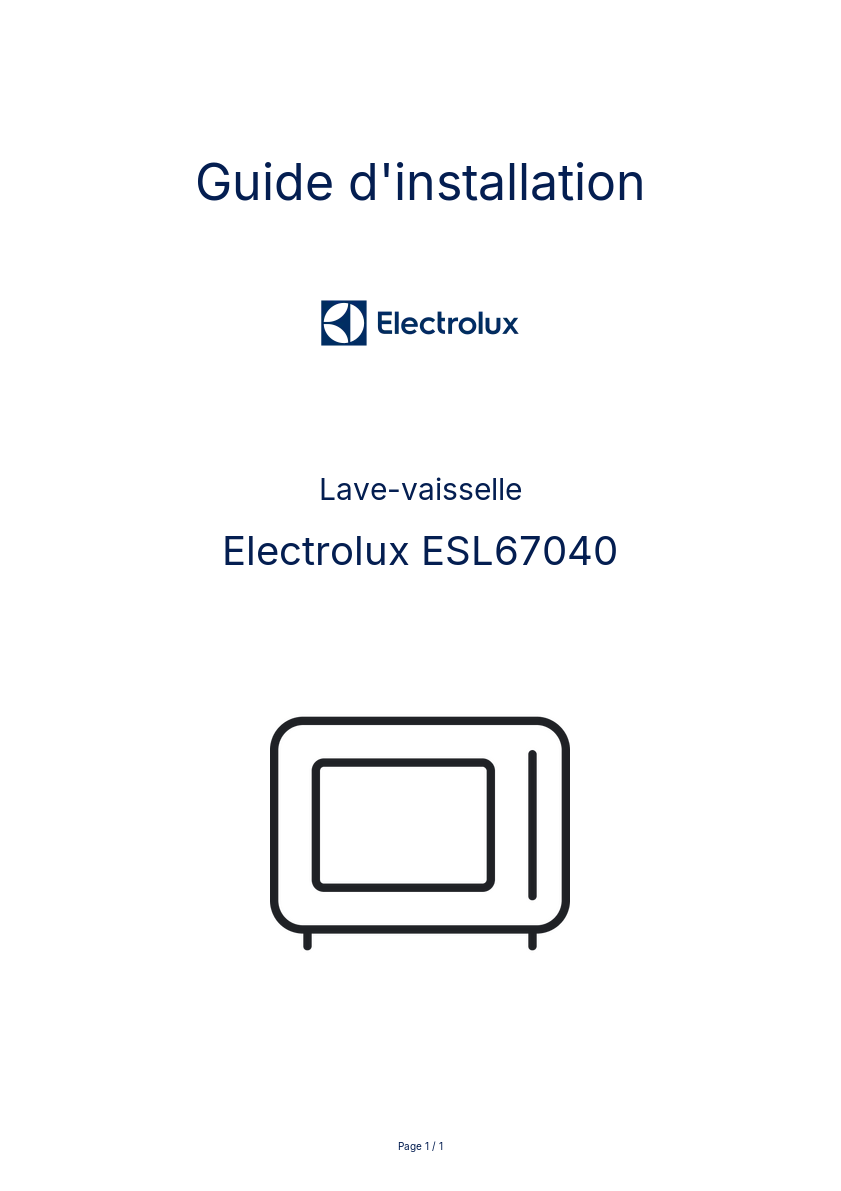 Image de la première page du manuel de l'appareil ESL67040