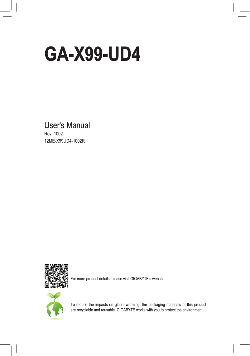 Image de la première page du manuel de l'appareil GA-X99-UD4