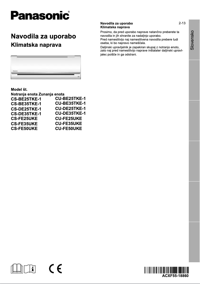 Page 1 de la notice Manuel utilisateur Panasonic CS-FE50UKE
