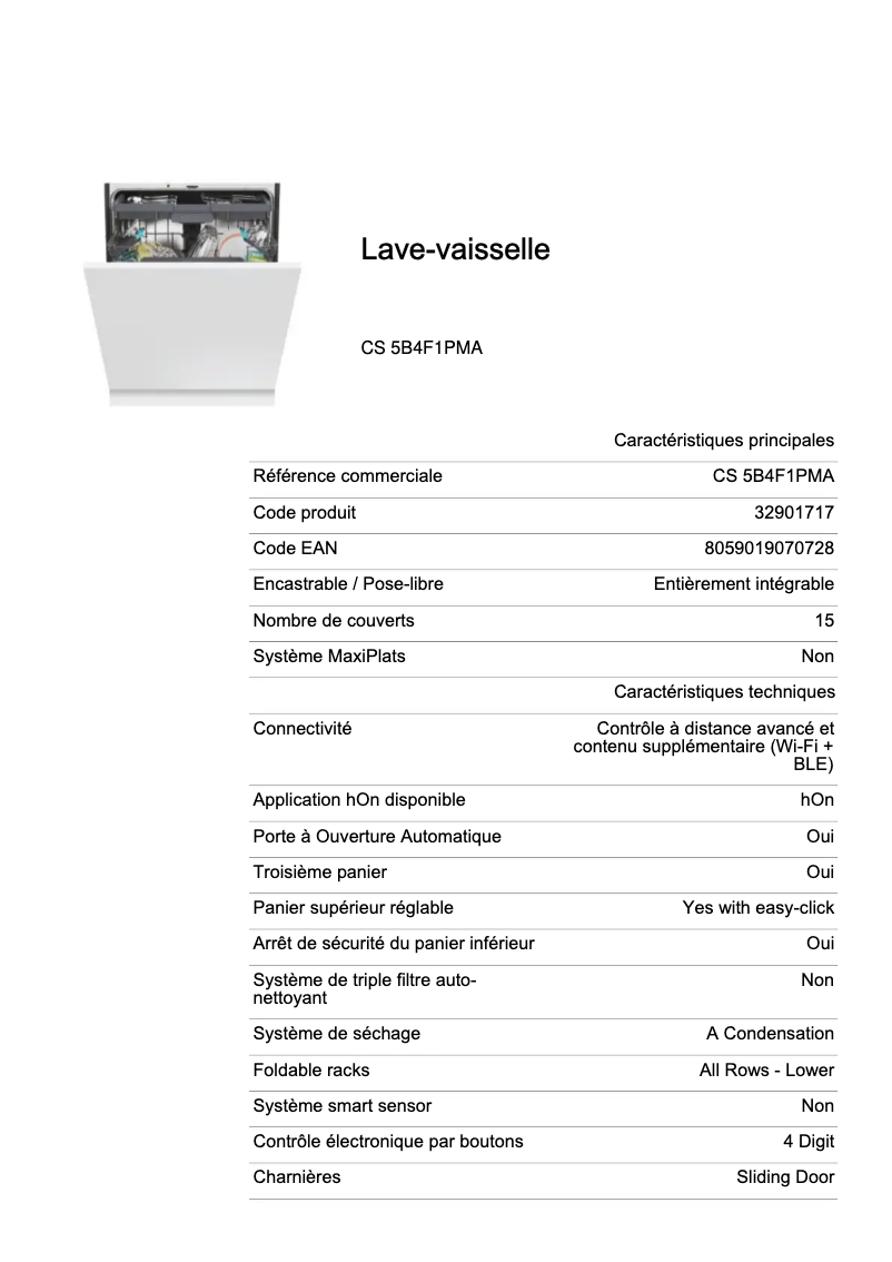 Image de la première page du manuel de l'appareil CS 5B4F1PMA