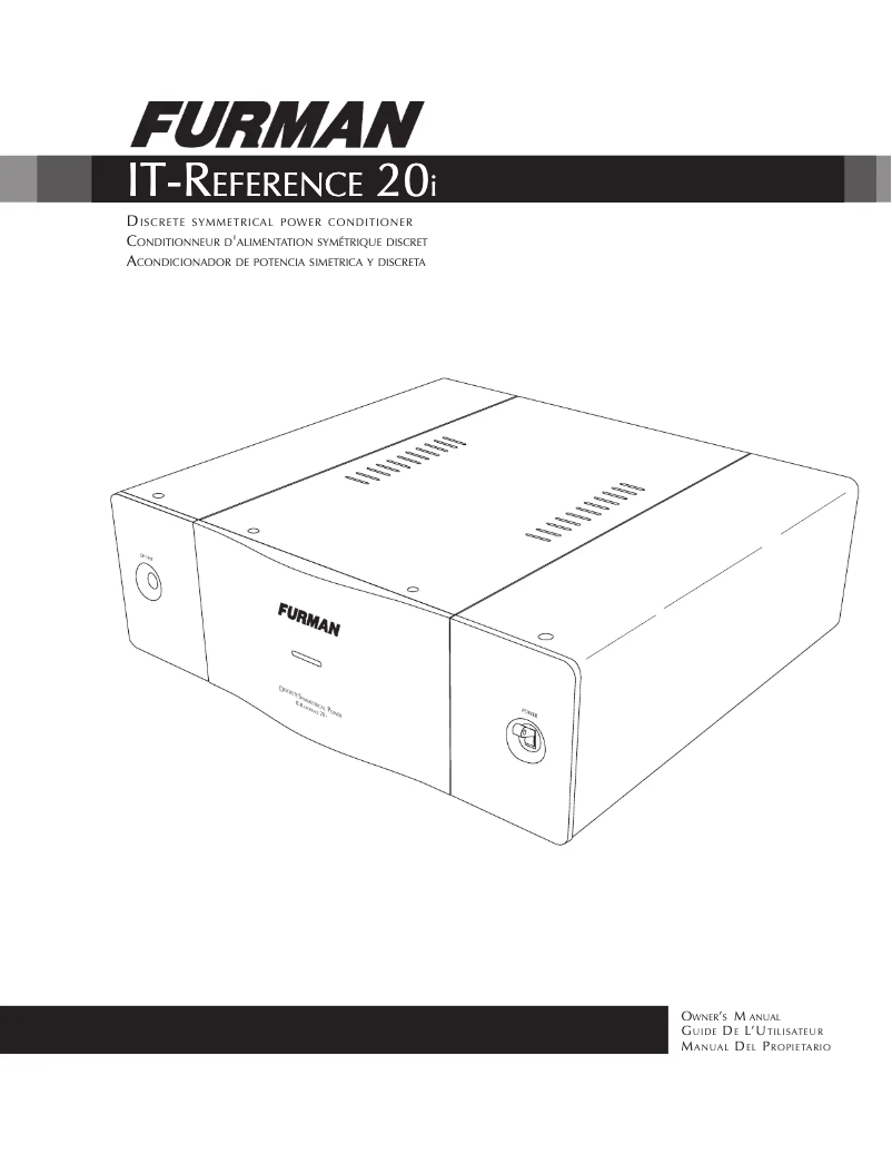 Page 1 de la notice Manuel utilisateur Furman IT-Reference 20i