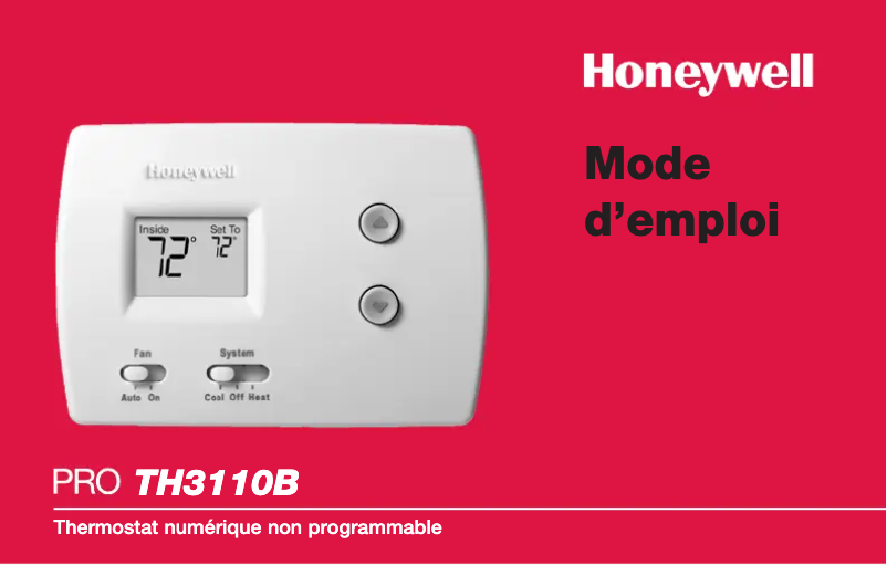Page 1 de la notice Manuel utilisateur Honeywell TH3110B