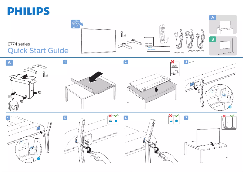 Page 1 de la notice Guide de démarrage rapide Philips 70PUT6774