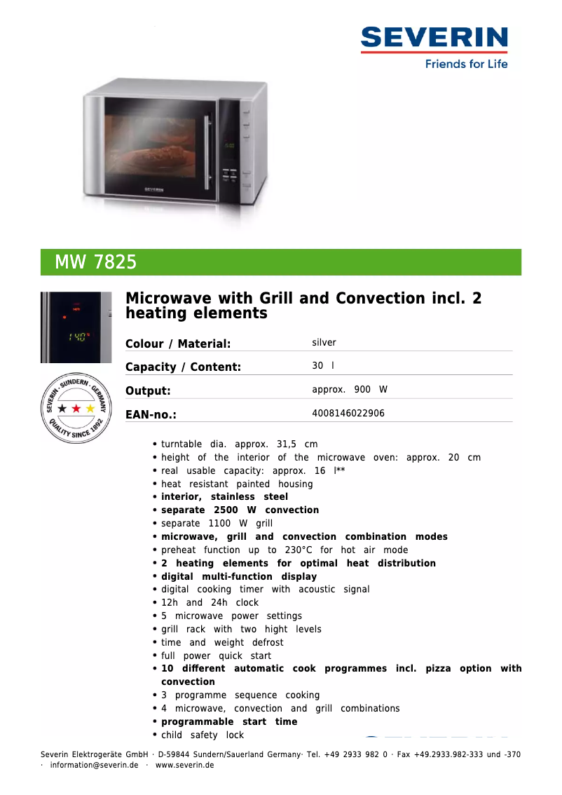 Image de la première page du manuel de l'appareil MW 7825