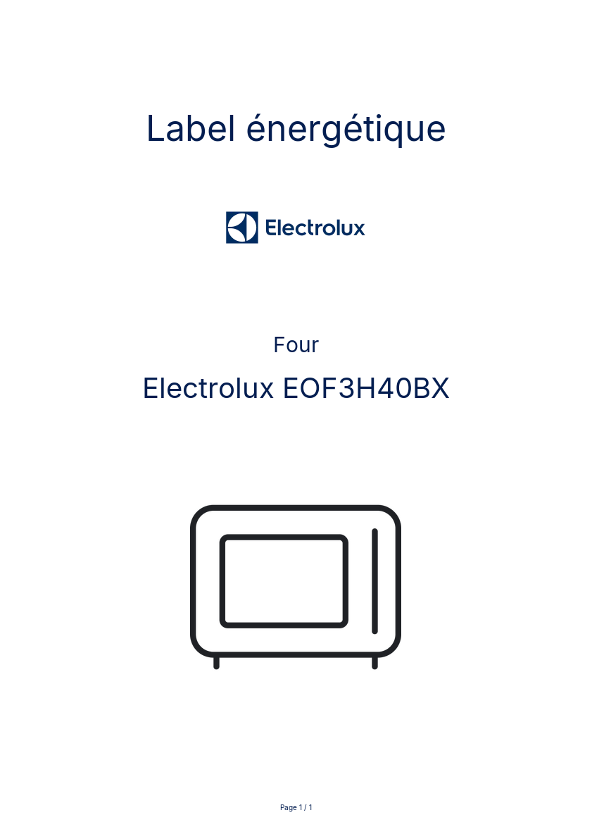 Page n°1 - Label énergétique Electrolux EOF3H40BX