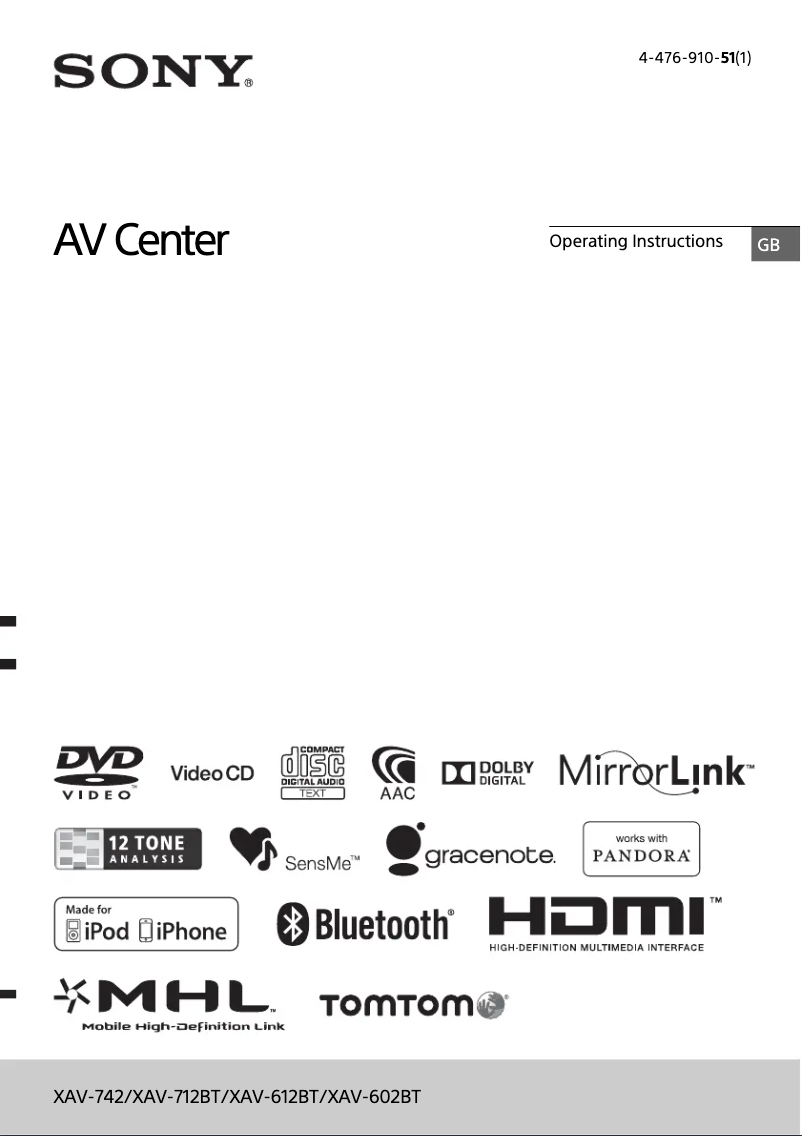 Page 1 de la notice Mode d'emploi Sony XAV-742
