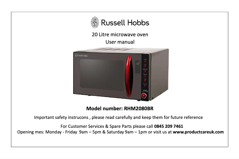 Page n°1 - Manuel utilisateur Russell Hobbs RHM2080BR