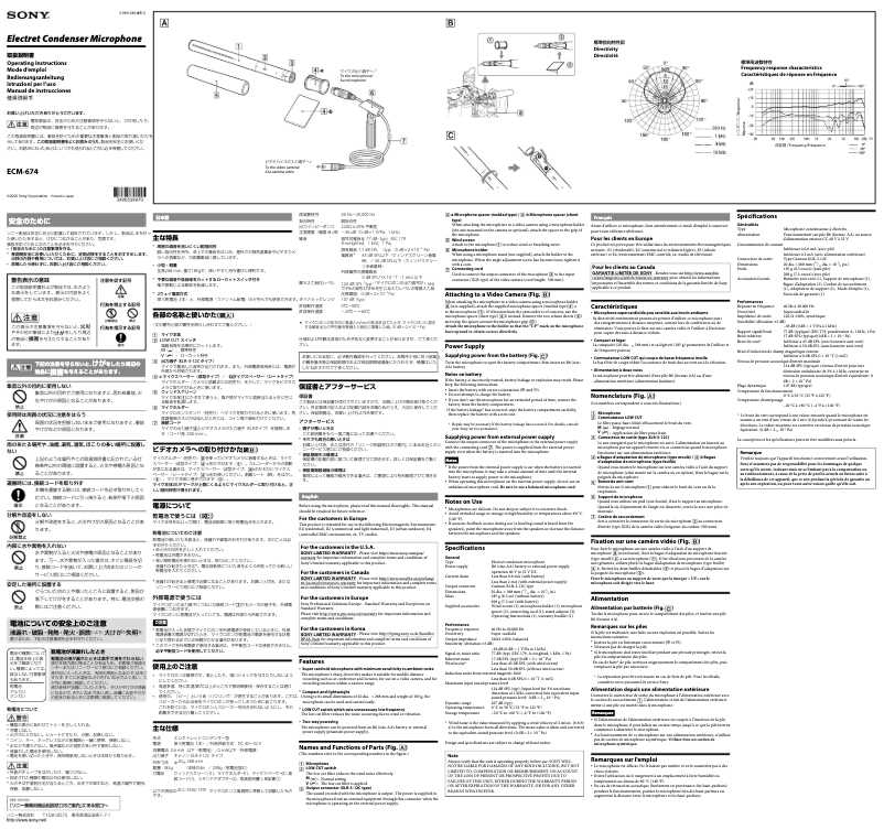 Page n°1 - Manuel utilisateur Sony ECM-674