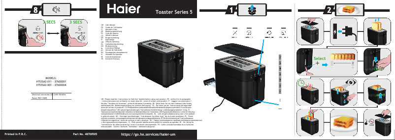 Page 1 de la notice Manuel utilisateur Haier HTO5A3 011