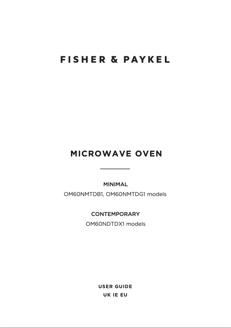 Page 1 de la notice Guide d'installation Fisher & Paykel OM60NMTDB1