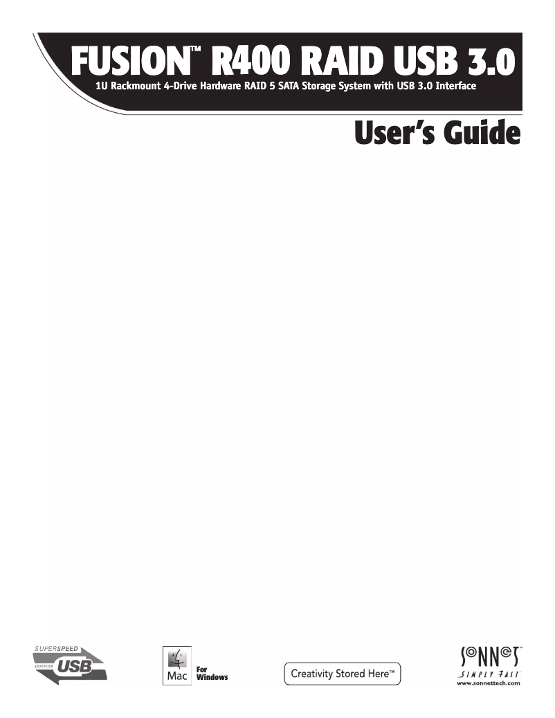 Page n°1 - Manuel utilisateur Sonnet Fusion R400