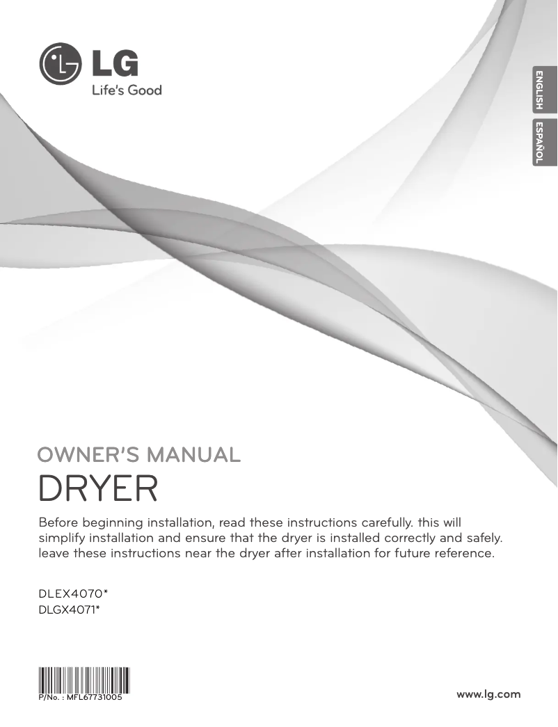 Page n°1 - Manuel utilisateur LG DLGX4071V