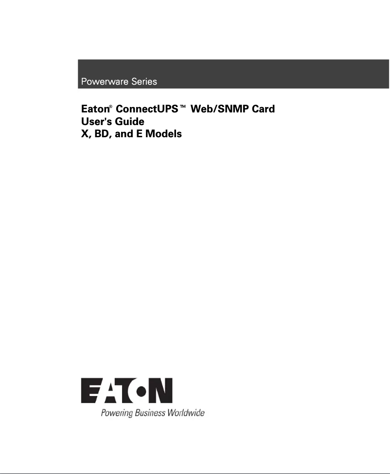 Page n°1 - Manuel utilisateur Eaton ConnectUPS-X
