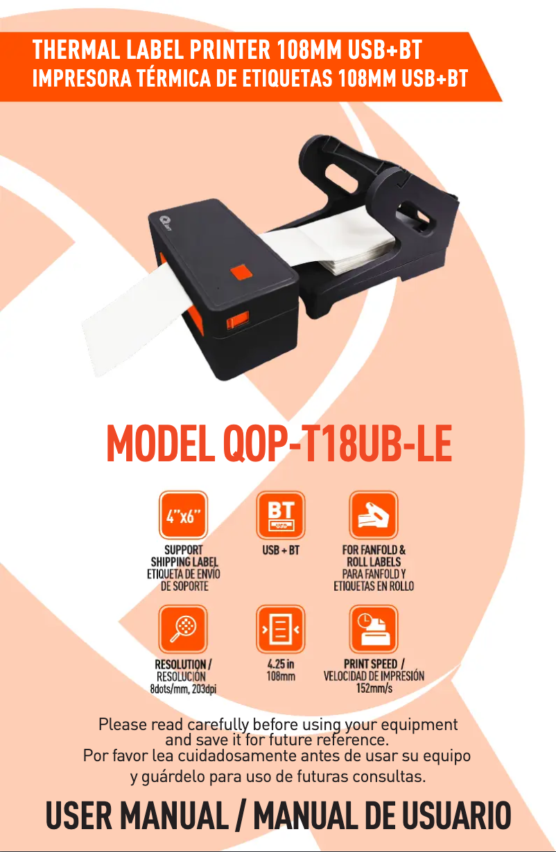 Image de la première page du manuel de l'appareil QOP-T18UB-LE